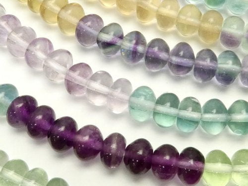 Fluorite AAA Roundel 6x6x4mm Color Gradation 1strand beads (aprx.15inch/36cm)