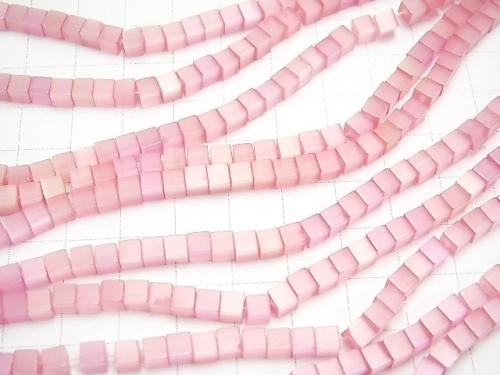 1strand $4.79! Pink Color Cat's Eye (Glass) Cube 4 x 4 x 4 mm 1strand (aprx.15 inch / 37 cm)