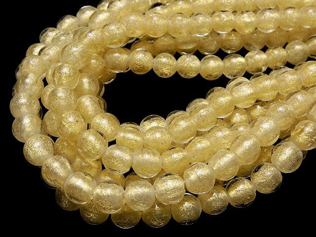 Lampwork Beads Round 8mm [Gold powder x Clear] 1strand beads (aprx.9inch / 24cm)