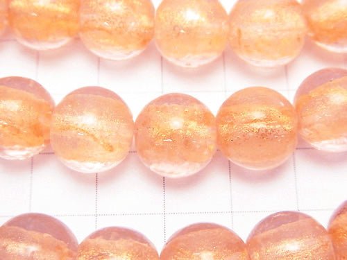 Lampwork Beads Round 12mm [Gold powder x Pink] 1strand beads (aprx.8inch / 20cm)