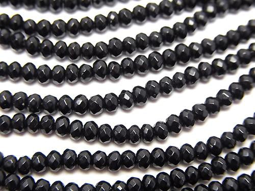 1strand $5.79! Black color Jade Faceted Button Roundel 3x3x2mm 1strand (aprx.14inch / 35cm)