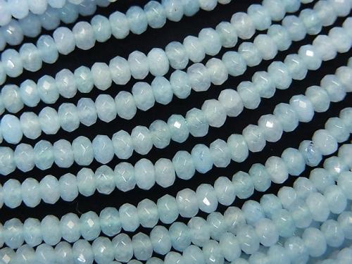 1strand $5.79! Blue Color Jade Faceted Button Roundel 3 x 3 x 2 mm 1strand (aprx.14 inch / 35 cm)