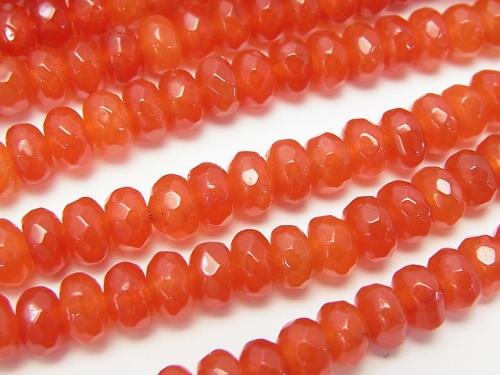 1strand $4.79! Red color Jade Faceted Button Roundel 6 x 6 x 4 mm 1strand (aprx.15 inch / 36 cm)