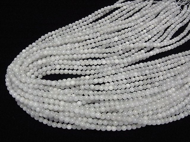 [Video] Burmese White Jadeite (Jadeite )AA+ Round 4mm 1strand beads (aprx.15inch/38cm)
