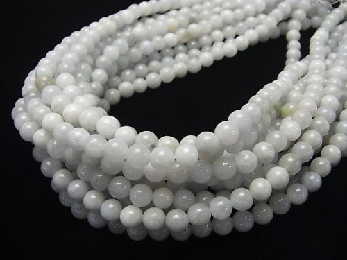 [Video] Burma White Jedite (Jadeite) AA + Round 6 mm half or 1 strand beads (aprx.15 inch / 38 cm)