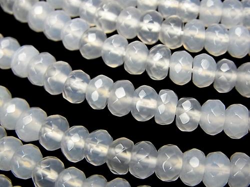 White Chalcedony Faceted Button Roundel 6 x 6 x 4 mm half or 1 strand (aprx.15 inch / 38 cm)