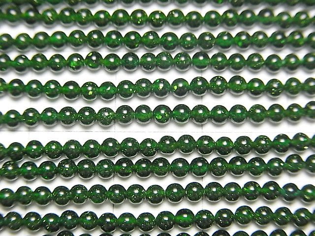 [Video]Green Goldstone Round 2mm 1strand beads (aprx.15inch/38cm)