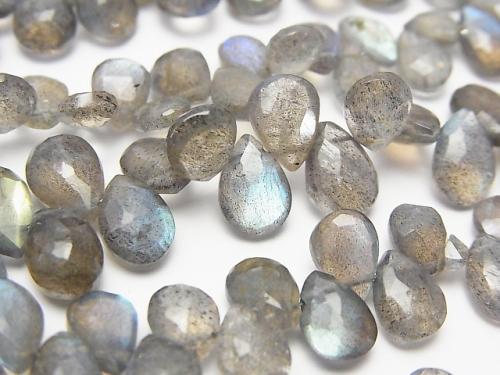 High Quality Labradorite AAA-AAA- Pear shape  Faceted Briolette  half or 1strand (aprx.8inch/21cm)