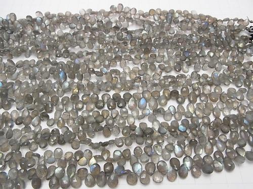 High Quality Labradorite AAA-AAA- Pear shape  Faceted Briolette  half or 1strand (aprx.8inch/21cm)
