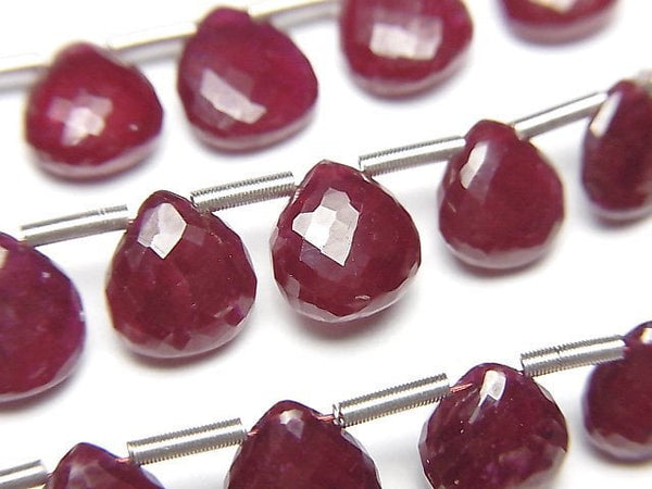 [Video]MicroCut Longido(Tanzania)High Quality Ruby AAA Chestnut Faceted Briolette half or 1strand (8pcs)