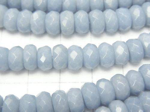 Angelite AAA- Faceted Button Roundel 8x8x4mm half or 1strand (aprx.15inch/38cm)