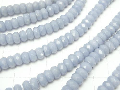Angelite AAA- Faceted Button Roundel 8x8x4mm half or 1strand (aprx.15inch/38cm)