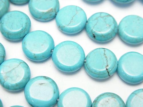 1strand $5.79! Magnesite Turquoise  Coin 10x10x5mm 1strand (aprx.15inch/37cm)