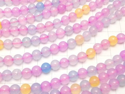 [Video] Multicolor Chalcedony Round 6mm 1strand beads (aprx.14inch/35cm)