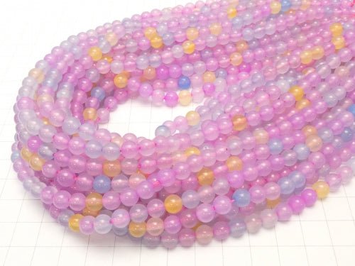 [Video] Multicolor Chalcedony Round 6mm 1strand beads (aprx.14inch/35cm)