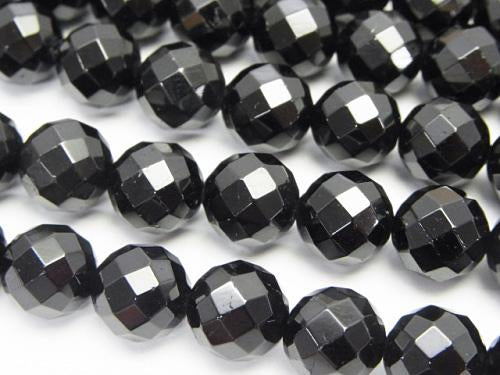 Black Tourmaline AAA 64Faceted Round 10mm half or 1strand beads (aprx.15inch / 38cm)