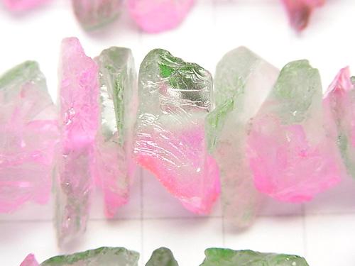1strand $11.79! Crystal Rough Rock Nugget Metallic Coating Pink & Green 1strand (aprx.15inch / 36cm)