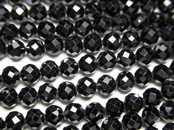 [Video] High Quality Black Spinel AAA Faceted Round 4mm 1strand beads (aprx.15inch / 36cm)