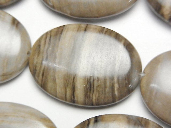 Silver Leaf Jasper Oval 30x22x7mm half or 1strand beads (aprx.15inch/38cm)