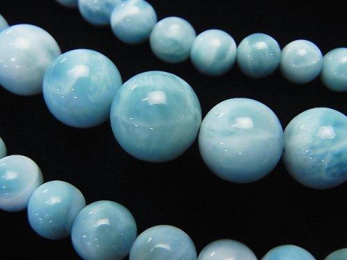 [Video] [One of a kind] Top Quality Larimar Pectolite AAAAA Round 7-13mm Size Gradation 1strand beads (aprx.19inch / 46cm)