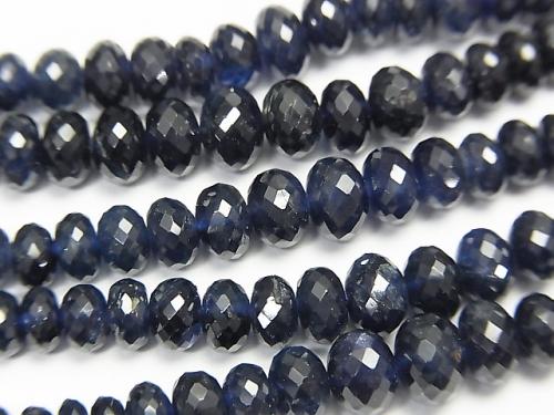 [Video] MicroCut!  Top Quality Sapphire AAA++ Faceted Button Roundel  1/4 or 1strand beads (aprx.16inch/40cm)