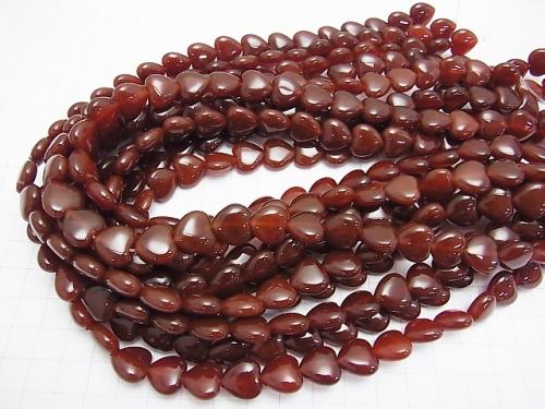 Red agate heart shape 12 x 12 x 6 mm half or 1 strand (aprx 14 inch / 34 cm)