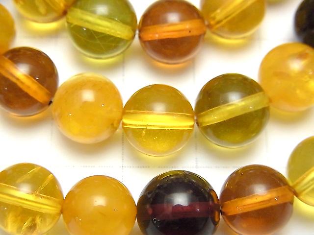 [Video]Natural Amber Multi Color Round 10 mm 1strand (Bracelet)
