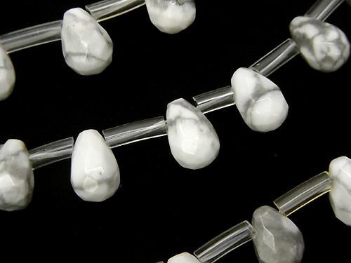 1strand $9.79! Howlite Magnesite  Faceted Drop 9x6x6 1strand (aprx.15inch/38cm)