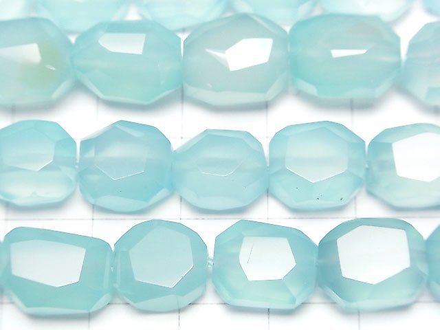 [Video] Sea Blue Chalcedony AAA- Faceted Nugget half or 1strand beads (aprx.15inch/37cm)