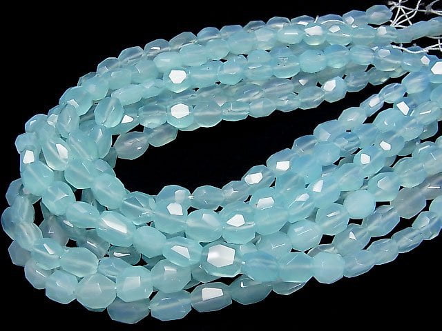 [Video] Sea Blue Chalcedony AAA- Faceted Nugget half or 1strand beads (aprx.15inch/37cm)