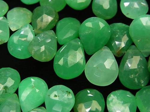 Chrysoprase AA++-AA+ Pear shape  Faceted Briolette  half or 1strand (aprx.7inch/18cm)