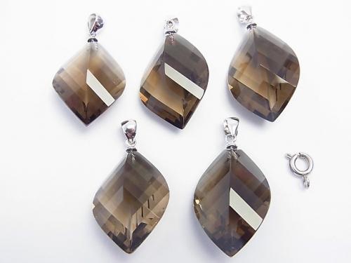 High Quality Smoky Crystal Quartz AAA Multiple Facets included Pendant [S] [M] Silver 925