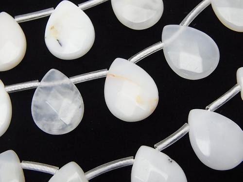White Opal AA ++ Faceted Pear Shape 16 x 12 x 4 mm half or 1 strand (aprx. 15 inch / 37 cm)