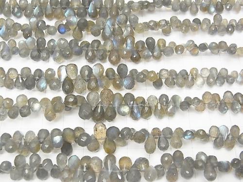 [Video] High Quality Labradorite AAA- Drop Faceted Briolette Size Gradation half or 1strand beads (aprx.7inch / 18cm)