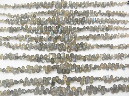 [Video] High Quality Labradorite AAA- Drop Faceted Briolette Size Gradation half or 1strand beads (aprx.7inch / 18cm)