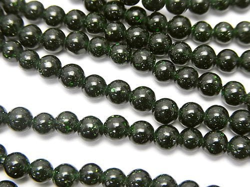 [Video]Green Goldstone Round 4mm 1strand beads (aprx.14inch/35cm)