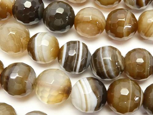 1strand $8.79! Brown stripe agate AAA 128 Faceted Round 10 mm 1 strand (aprx.15 inch / 36 cm)