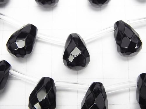 Onyx  Drop  Faceted Briolette 13x10x10mm half or 1strand (aprx.19inch/46cm)
