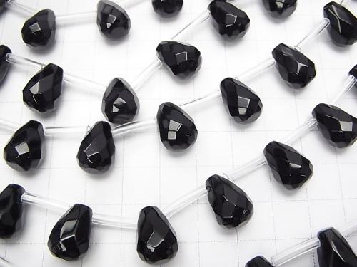 Onyx  Drop  Faceted Briolette 13x10x10mm half or 1strand (aprx.19inch/46cm)