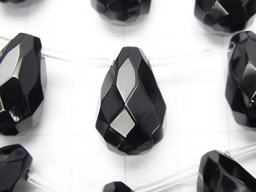Onyx  Drop  Faceted Briolette 18x12x12mm half or 1strand (aprx.13inch/32cm)