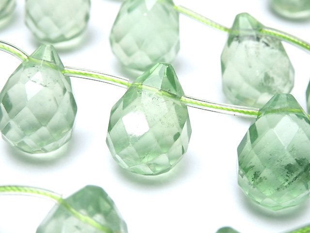 [Video] Green Fluorite AAA- Faceted Drop 20x15x15mm half or 1strand beads (aprx.6inch/16cm)