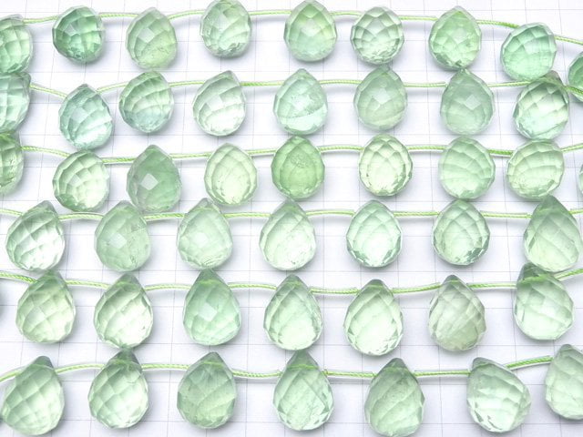 [Video] Green Fluorite AAA- Faceted Drop 20x15x15mm half or 1strand beads (aprx.6inch/16cm)