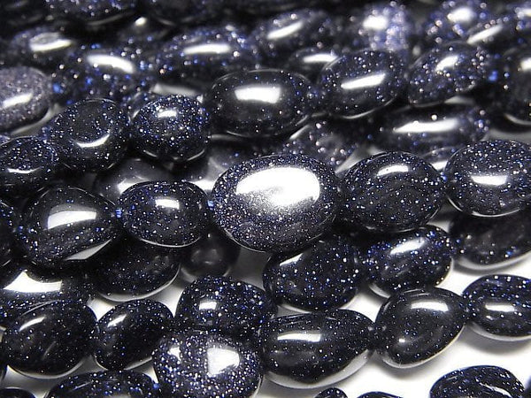 [Video] Blue Golden Sand Stone Nugget 1strand beads (aprx.15inch / 36cm)
