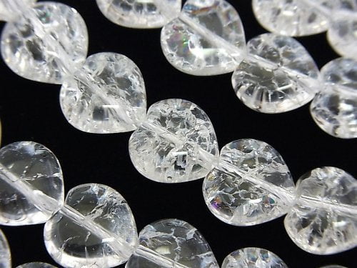 Cracked Crystal Vertical Hole Heart shape 12x12x7mm 1/4 or 1strand beads (aprx.15inch/36cm)