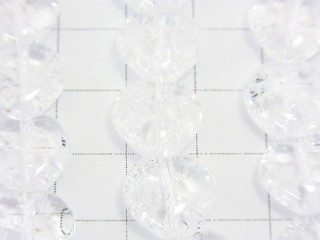 Cracked Crystal Vertical Hole Heart shape 12x12x7mm 1/4 or 1strand beads (aprx.15inch/36cm)