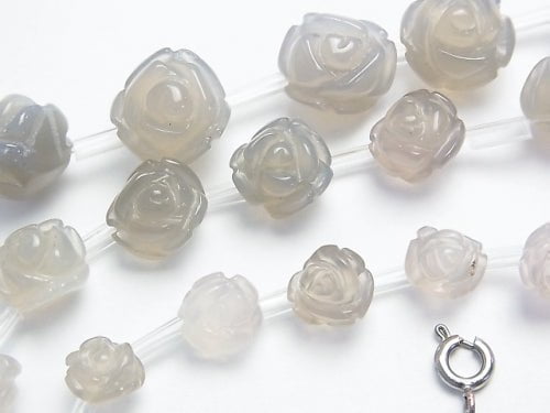 Gray Onyx Rose [8mm][10mm][12mm] half or 1strand beads (aprx.15inch/38cm)
