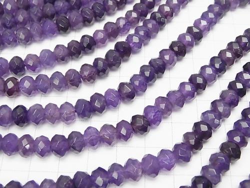 Amethyst AA Faceted Button Roundel 8x8x5mm half or 1strand (aprx.15inch/38cm)