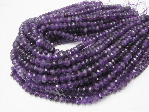 Amethyst AA Faceted Button Roundel 8x8x5mm half or 1strand (aprx.15inch/38cm)