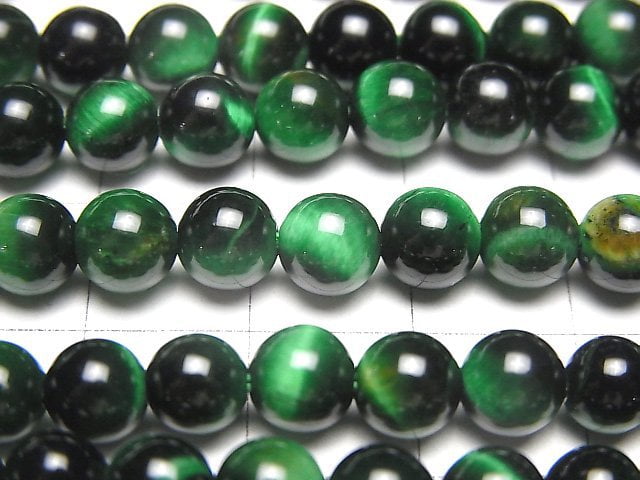 [Video] Green color Tiger's Eye AA++ Round 6mm 1strand beads (aprx.15inch/36cm)
