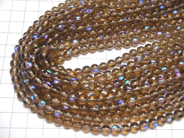 [Video]Brown Luna Flash Round 6mm 1strand beads (aprx.15inch/37cm)